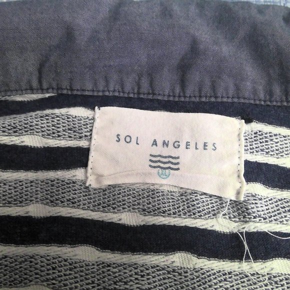 SOL ANGELES Polo Shirt Golf Casual Blue Striped Men's XL - Picture 5 of 8